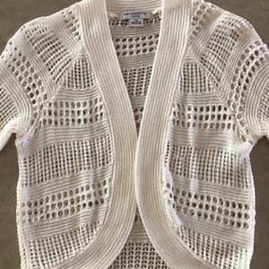 Liz Claiborne Open Weave White Cardigan Shrug